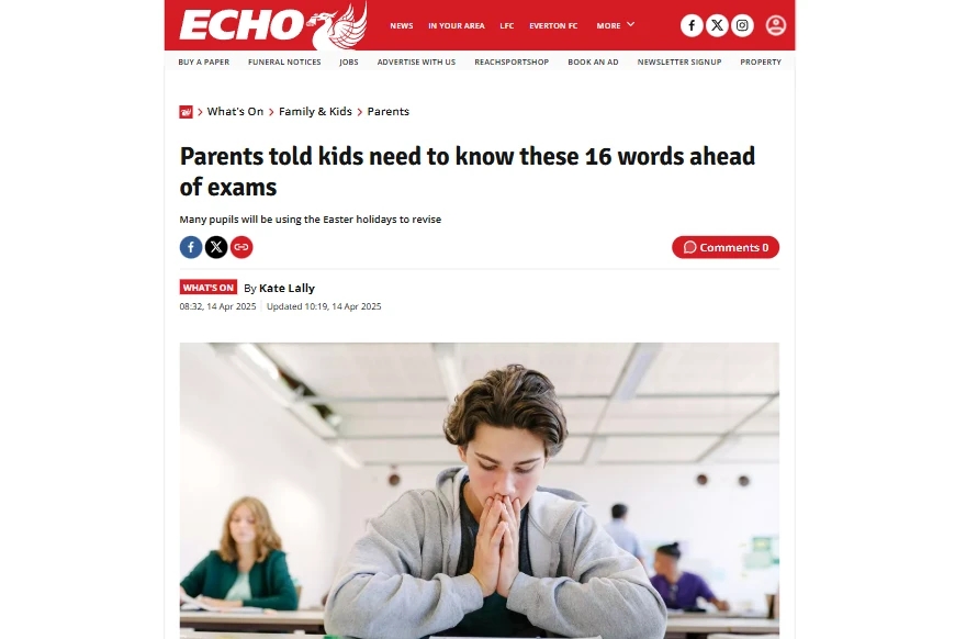 Parents told kids need to know these 16 words ahead of exams - Echo