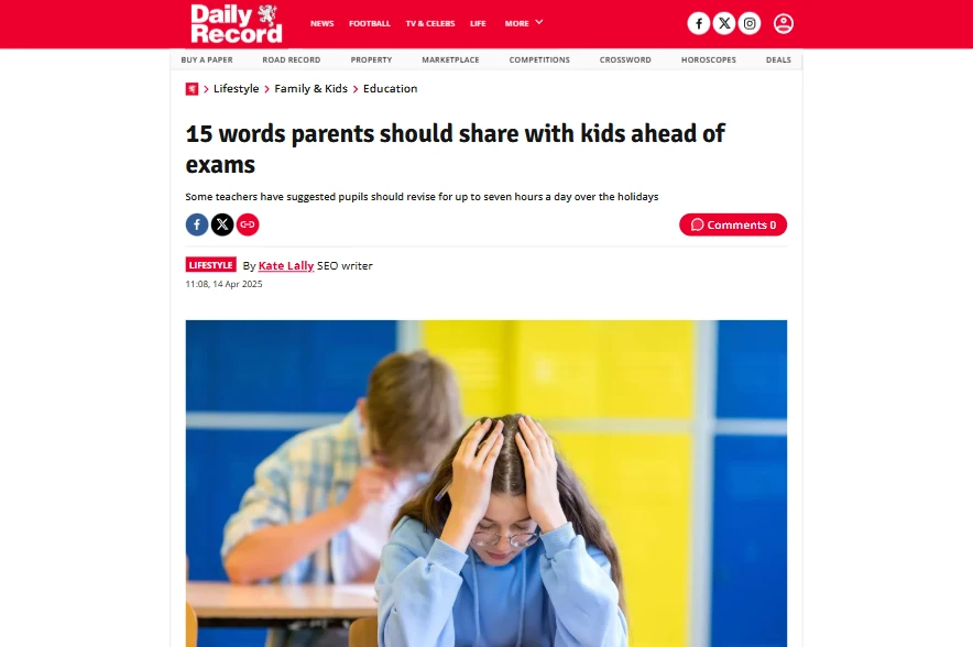 15 words parents should share with kids ahead of exams - Daily Record