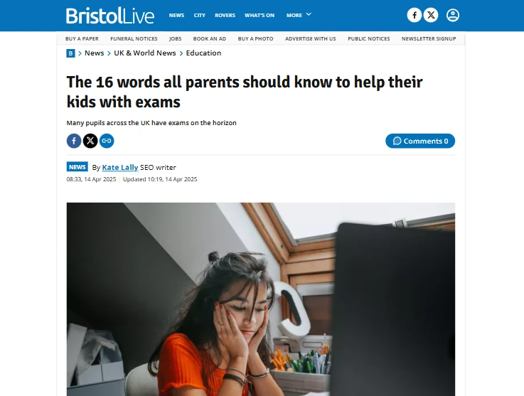 The 16 words all parents should know to help their kids with exams - BristolLive