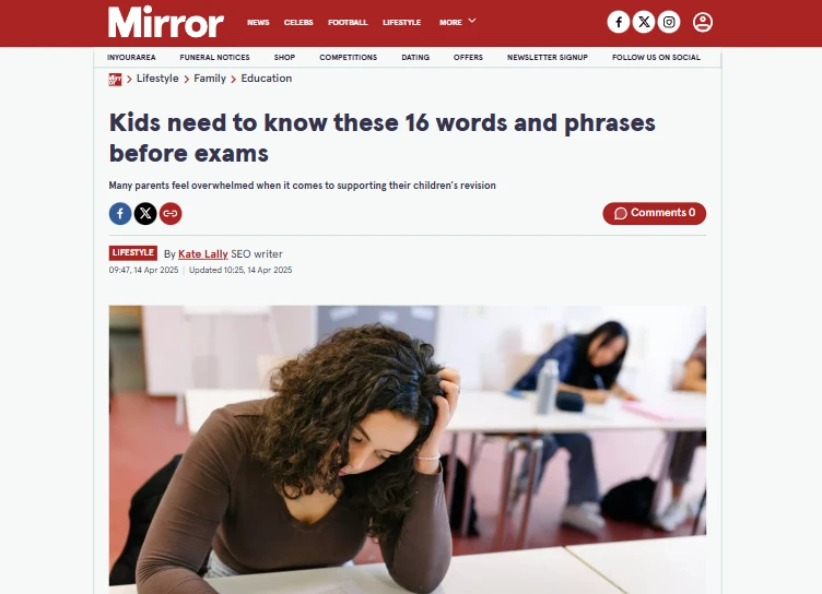 Kids need to know these 16 words and phrases before exams - Mirror