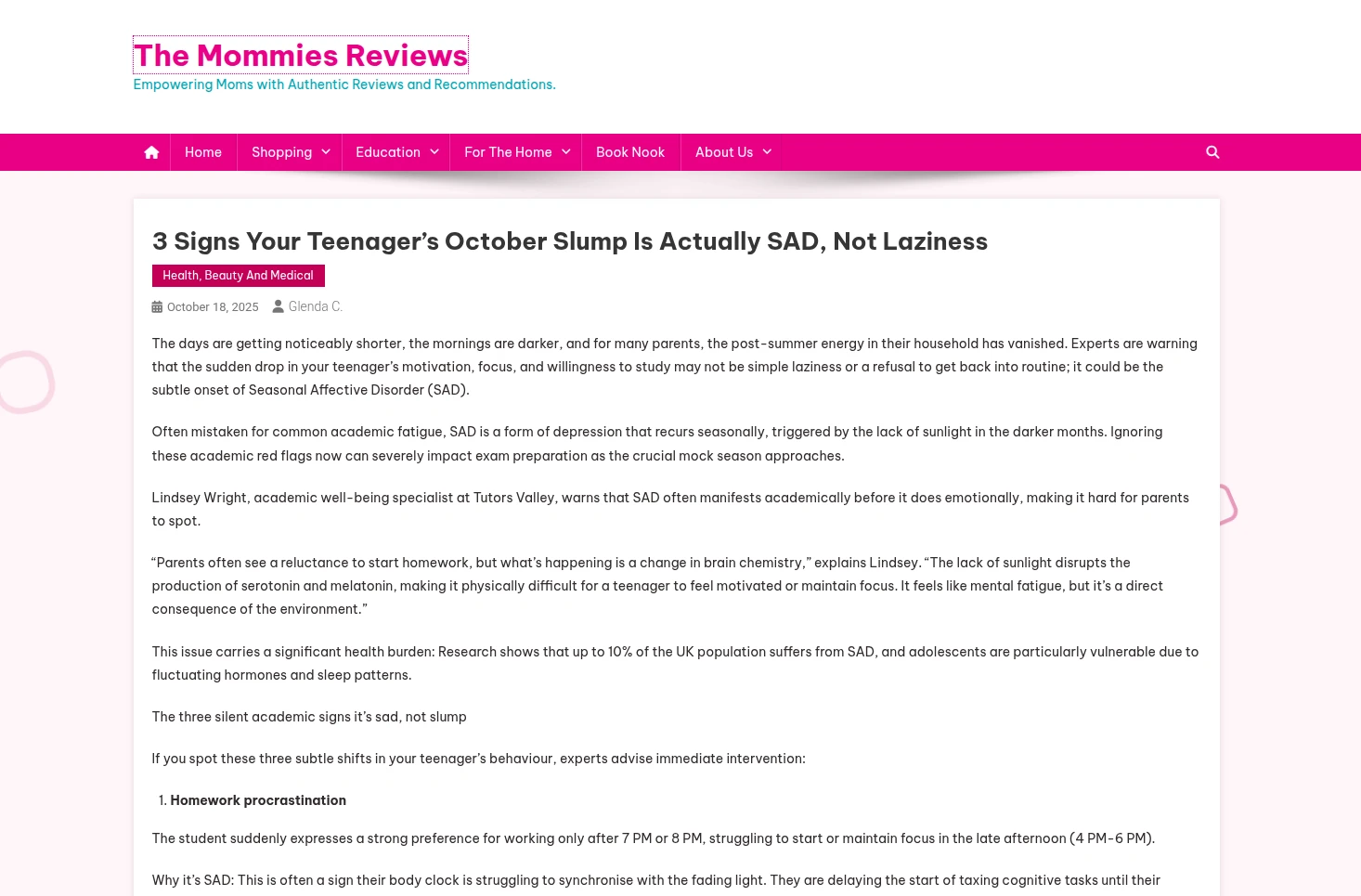 TutorsValley Comment Featured on Teen Seasonal Slump and Well‑being